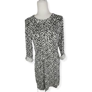 SIimply Styled Black and White Cheeta print dress Small Petite NWT